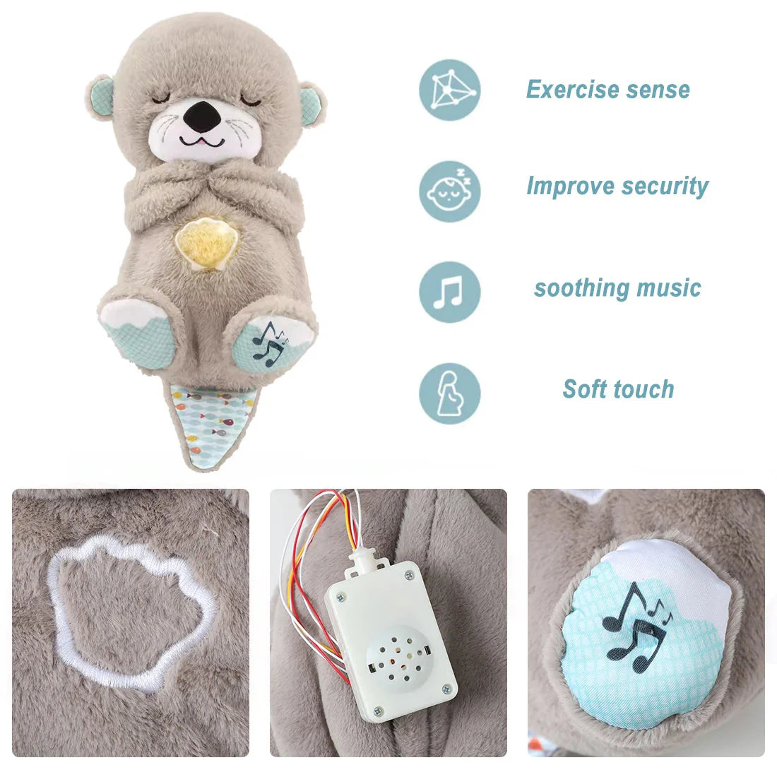 Music Otter Education of Sound and Light Soothing Sound Sleep Otter Baby Put to Sleep Music Breathing Teddy Bear