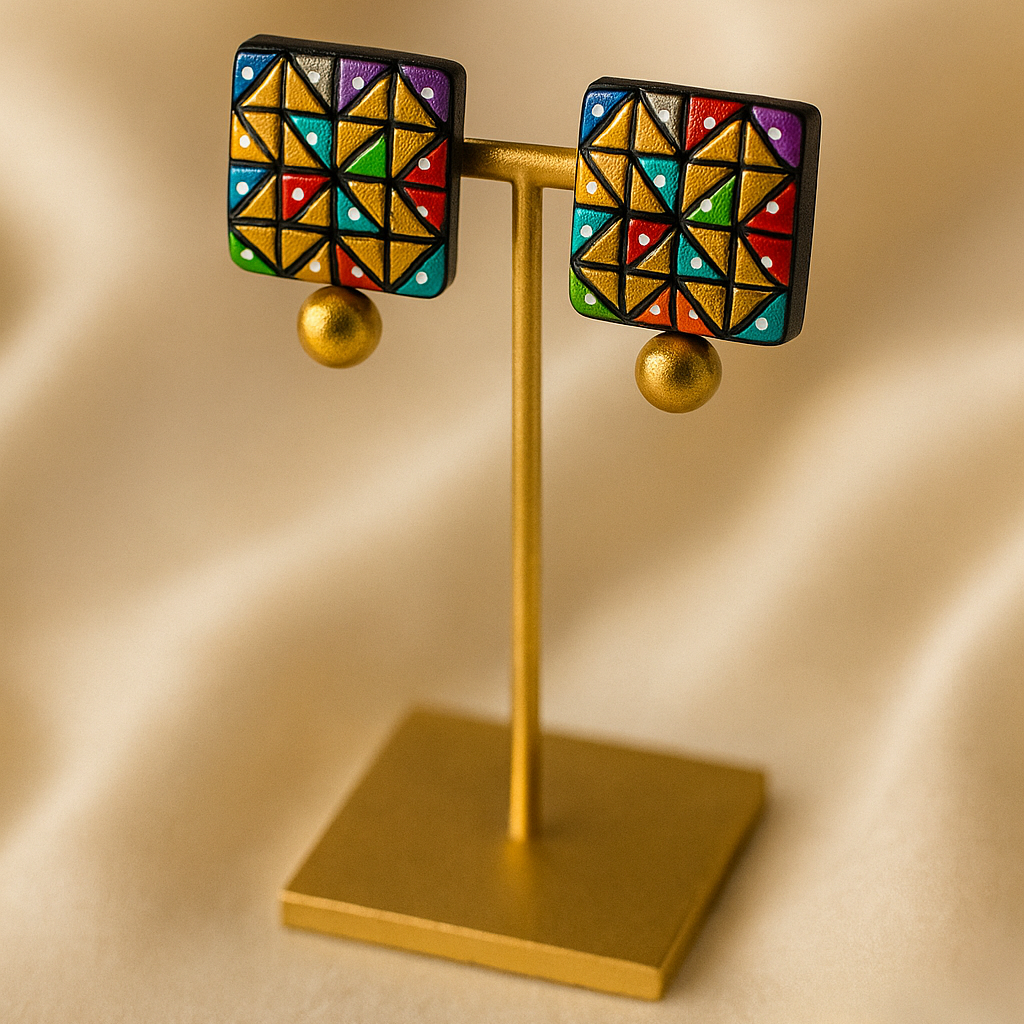 Terracotta Jewelry Necklace Set for Women ā Handcrafted Clay Necklace with Earrings