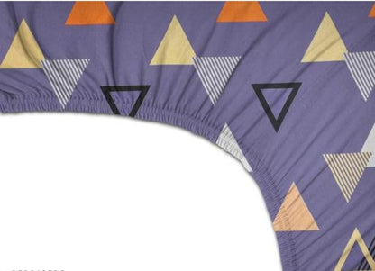 Super Soft Glace Cotton All Round Elastic Fitted Double Bed Bedsheet with 2 Pillow Covers-72x78x8