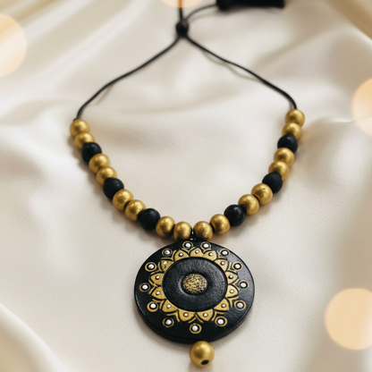 Terracotta Jewelry Necklace Set for Women – Handcrafted Clay Necklace with Earrings
