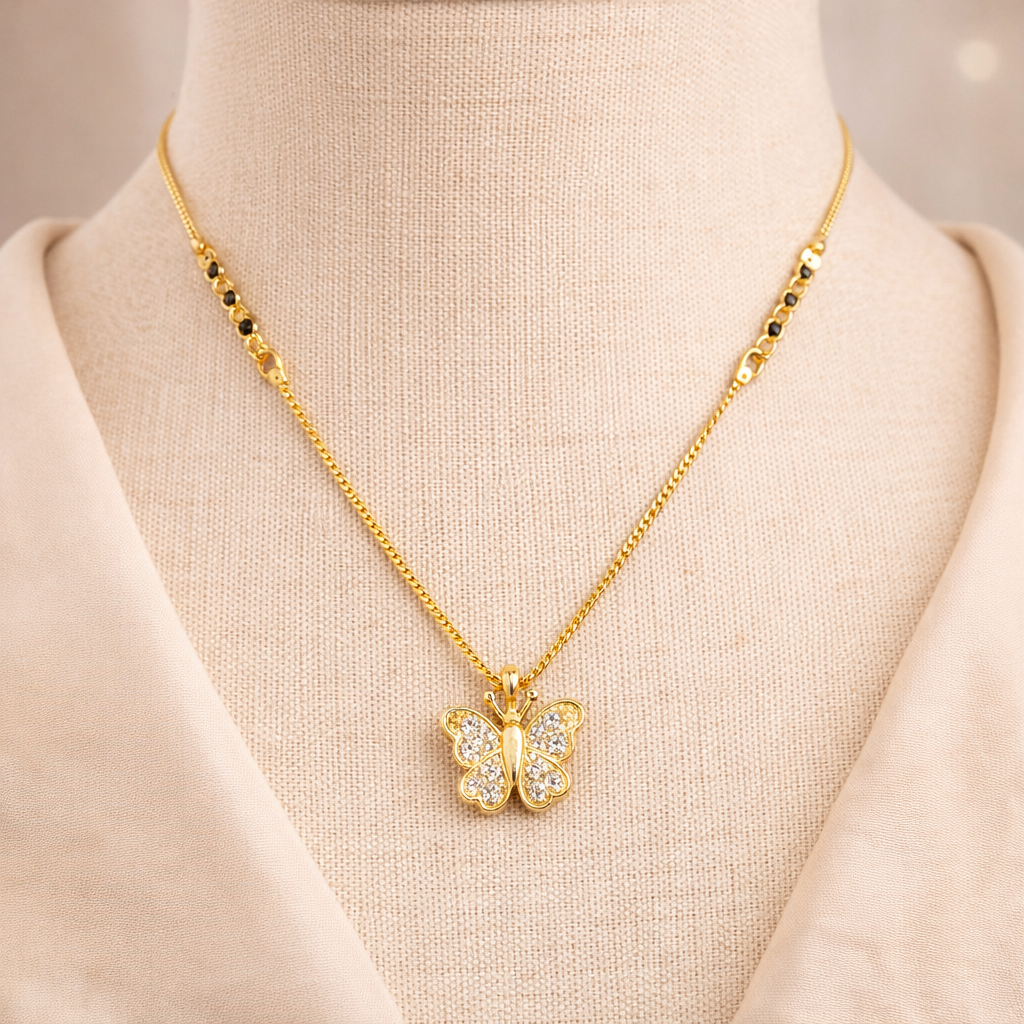 Butterfly Charm Gold Plated Mangalsutra – Symbol of Love & New Beginnings 🦋